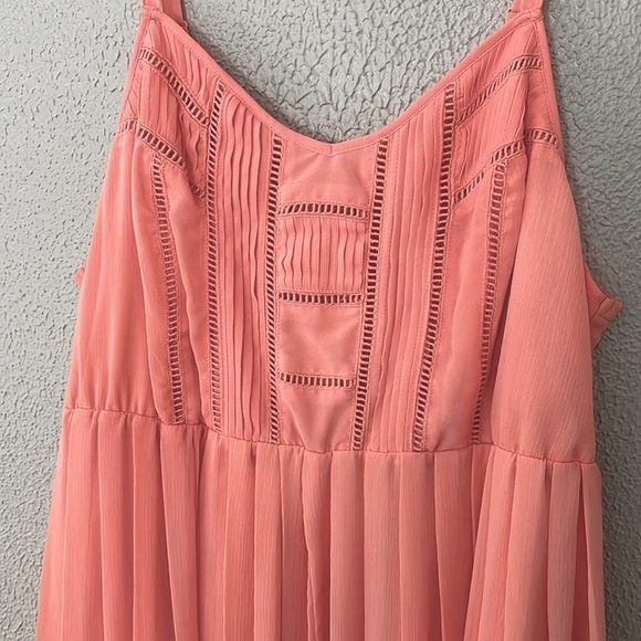 Women’s Plus Size Torrid Coral Chiffon Spaghetti Strap Skater Dress 1X Spring - Picture 2 of 10